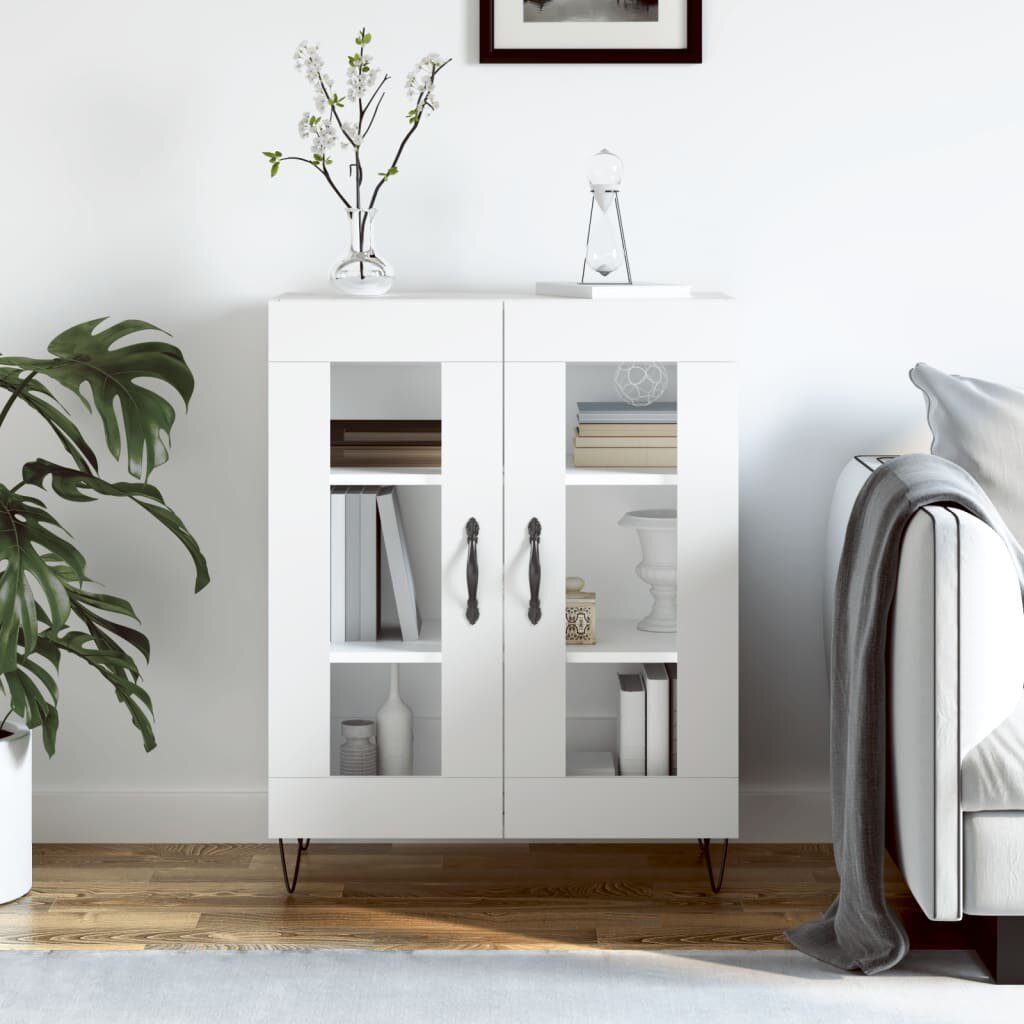 vidaXL Сайдборд бял 695x34x90 см инженерно дърво