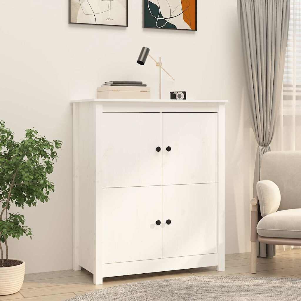vidaXL Сайдборд бял 83x415x100 см бор масив