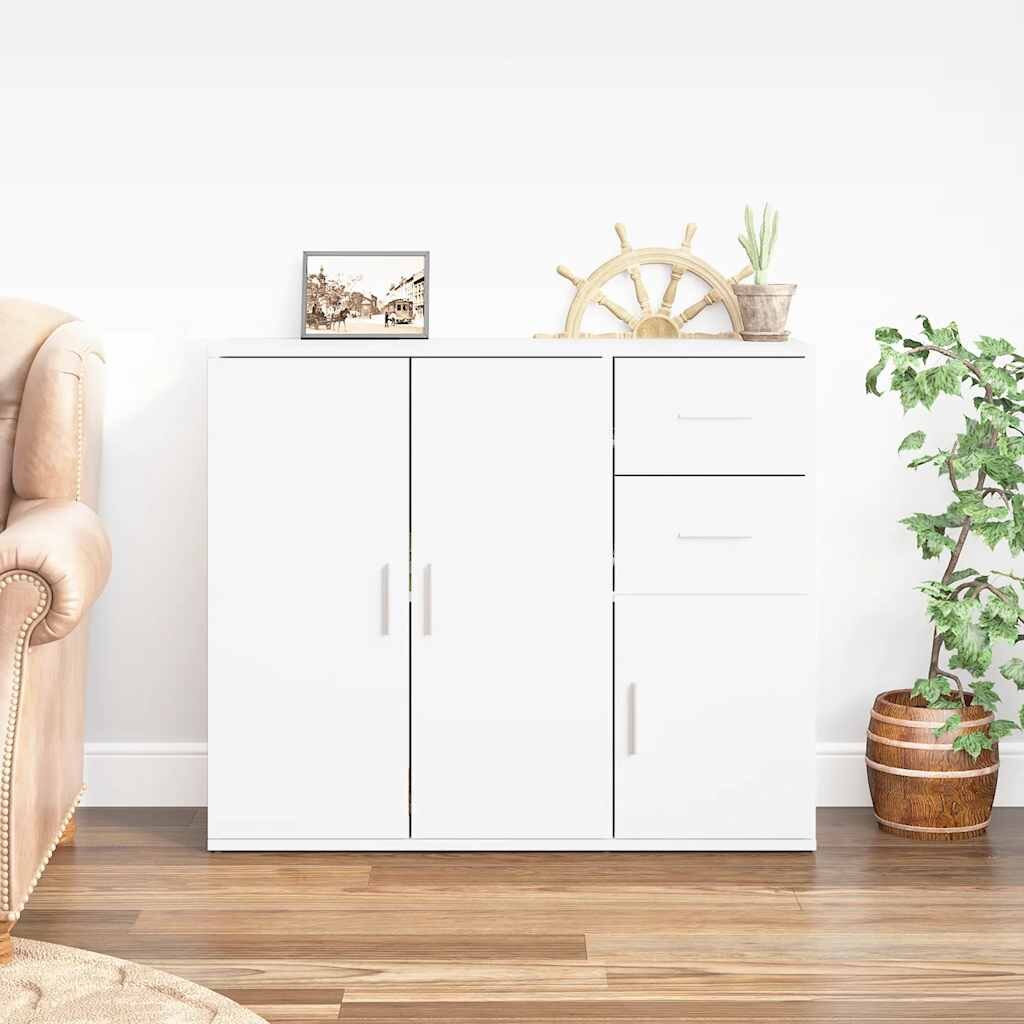 vidaXL Сайдборд бял 91x295x75 см инженерно дърво