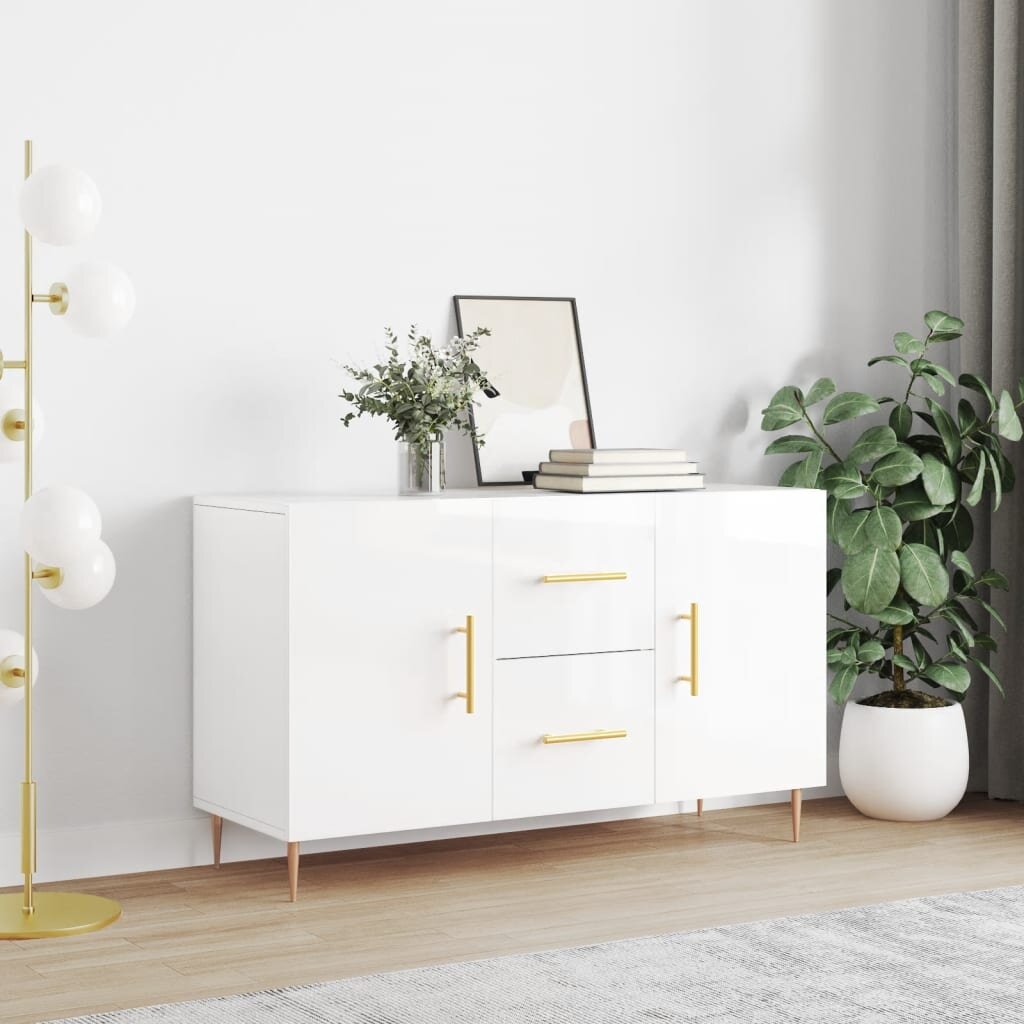 vidaXL Сайдборд бял гланц 100x36x60 см инженерно дърво
