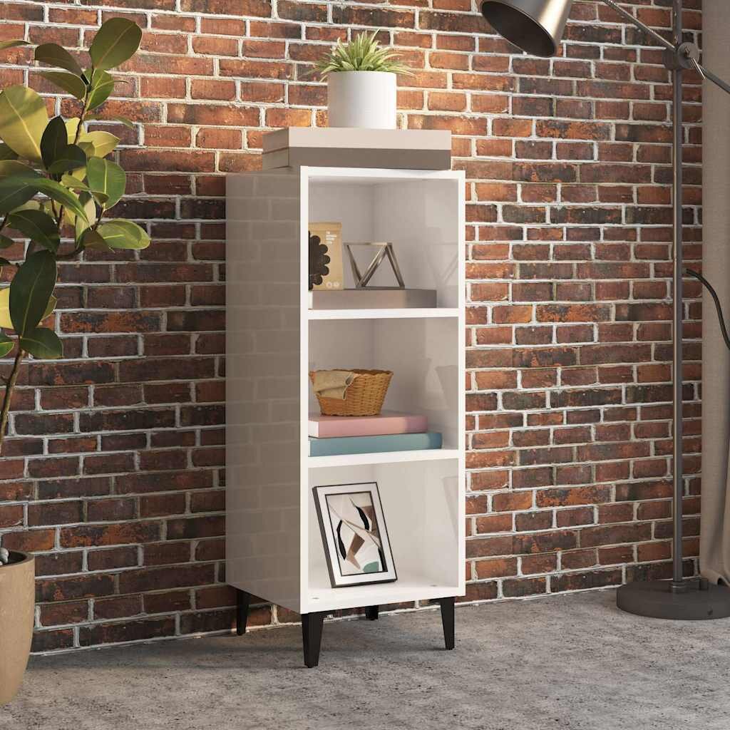 vidaXL Сайдборд бял гланц 345x325x90 см инженерно дърво