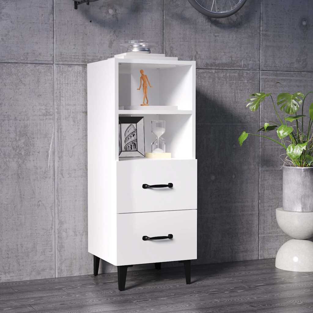 vidaXL Сайдборд бял гланц 345x34x90 см инженерно дърво