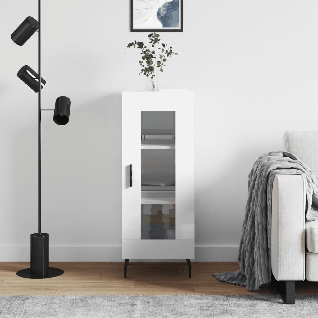 vidaXL Сайдборд бял гланц 345x34x90 см инженерно дърво