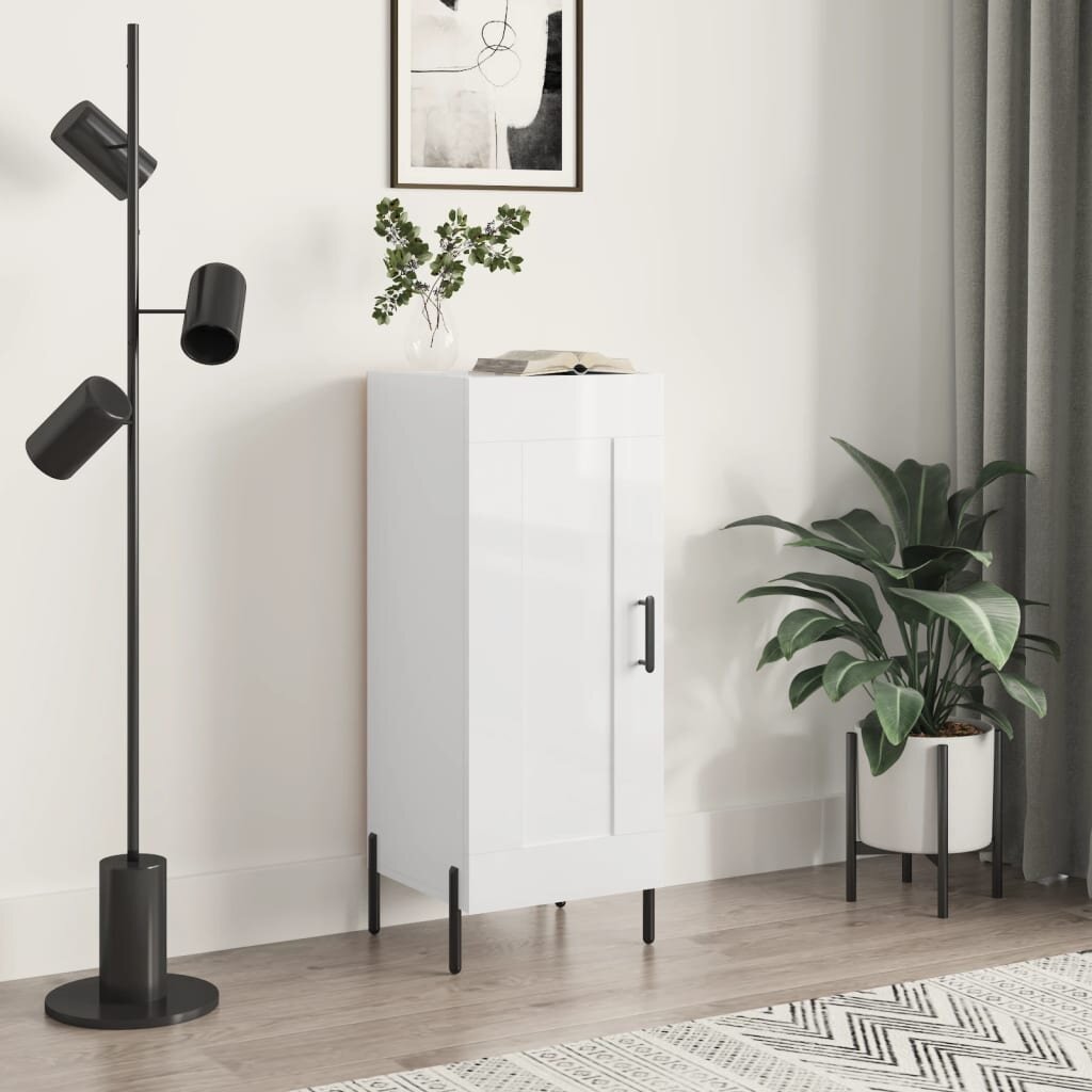 vidaXL Сайдборд бял гланц 345x34x90 см инженерно дърво