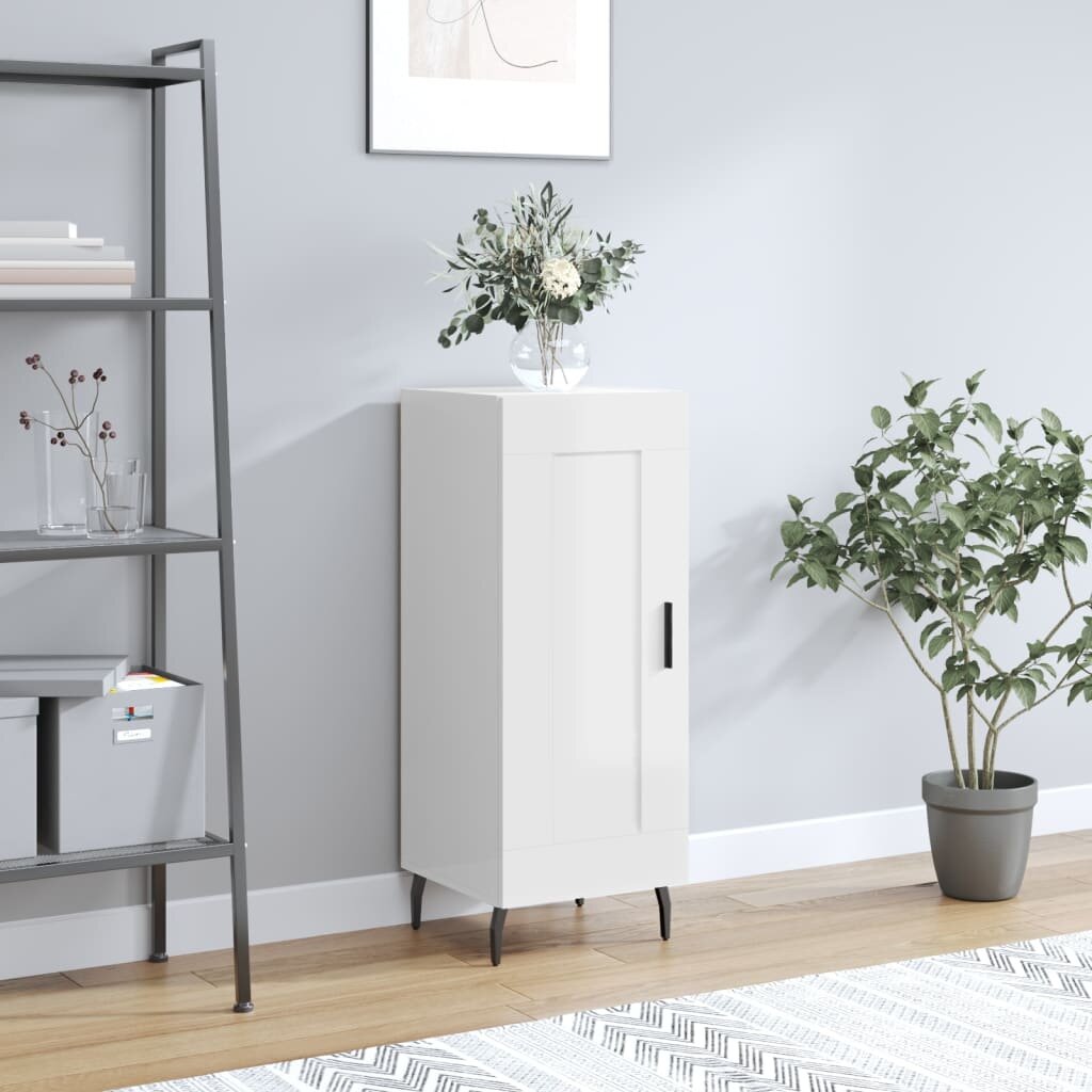 vidaXL Сайдборд бял гланц 345x34x90 см инженерно дърво