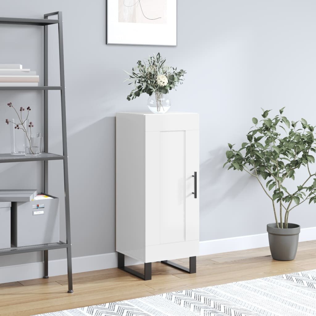 vidaXL Сайдборд бял гланц 345x34x90 см инженерно дърво