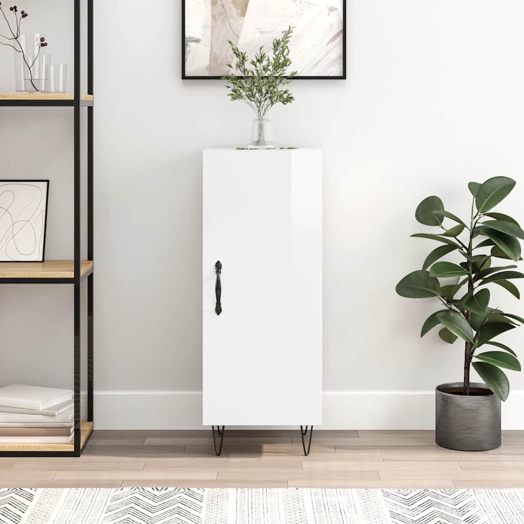 vidaXL Сайдборд бял гланц 345x34x90 см инженерно дърво
