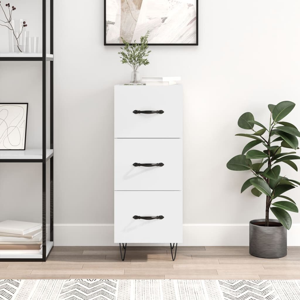 vidaXL Сайдборд бял гланц 345x34x90 см инженерно дърво