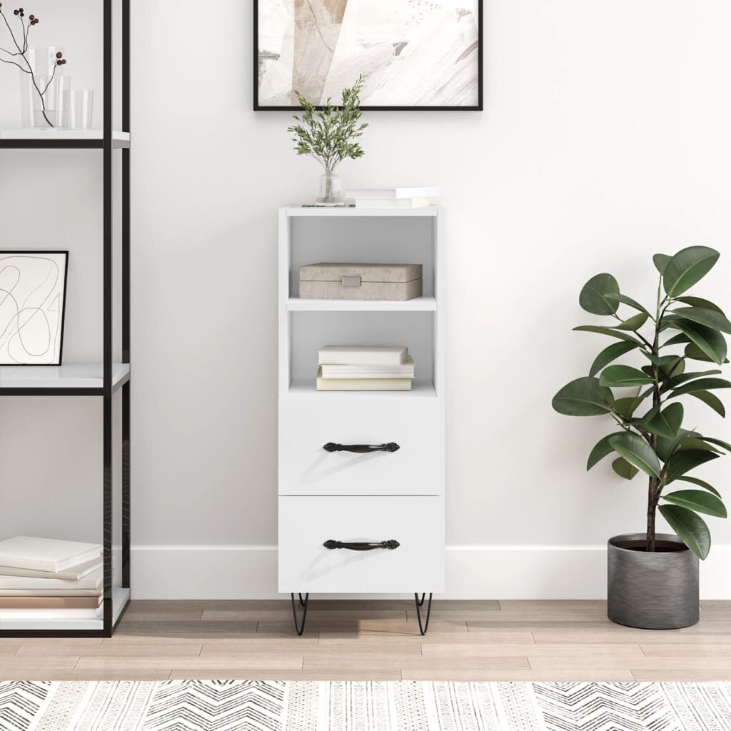 vidaXL Сайдборд бял гланц 345x34x90 см инженерно дърво