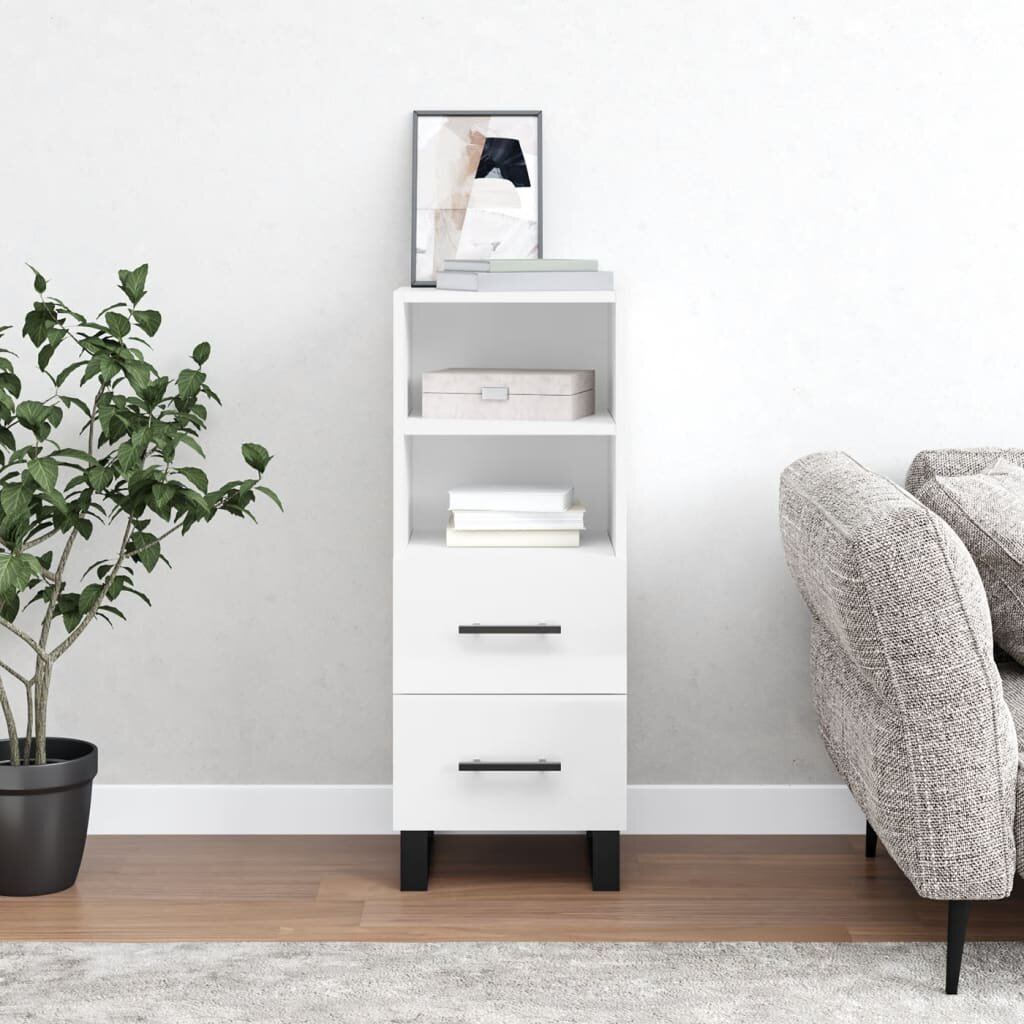 vidaXL Сайдборд бял гланц 345x34x90 см инженерно дърво