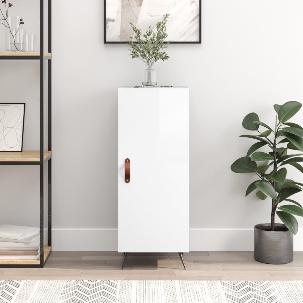 vidaXL Сайдборд бял гланц 345x34x90 см инженерно дърво