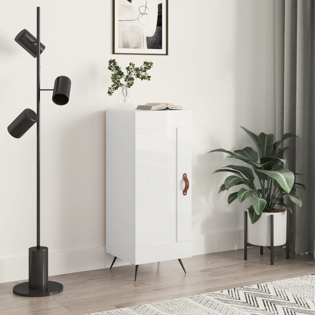 vidaXL Сайдборд бял гланц 345x34x90 см инженерно дърво