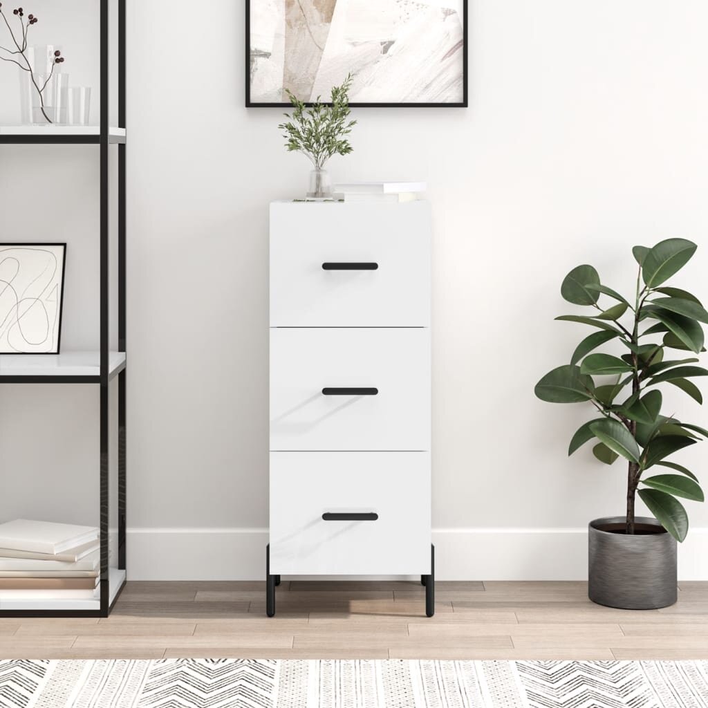 vidaXL Сайдборд бял гланц 345x34x90 см инженерно дърво