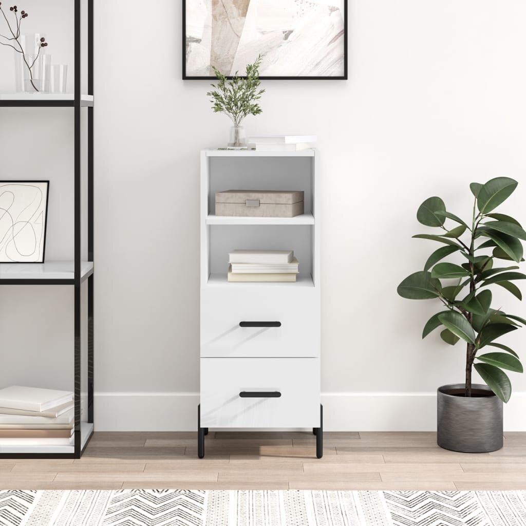 vidaXL Сайдборд бял гланц 345x34x90 см инженерно дърво