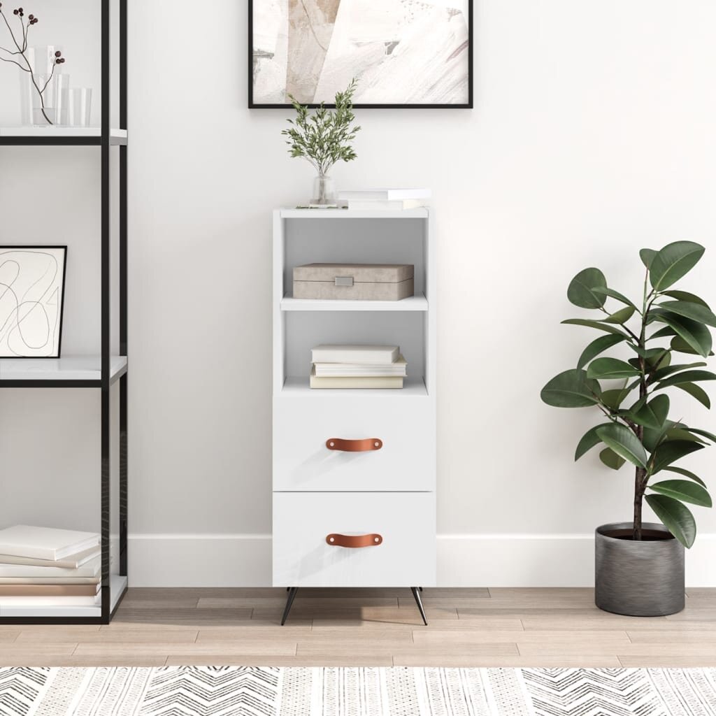 vidaXL Сайдборд бял гланц 345x34x90 см инженерно дърво