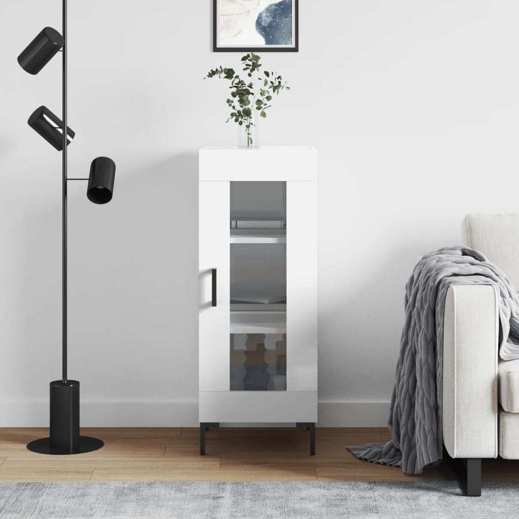vidaXL Сайдборд бял гланц 345x34x90 см инженерно дърво