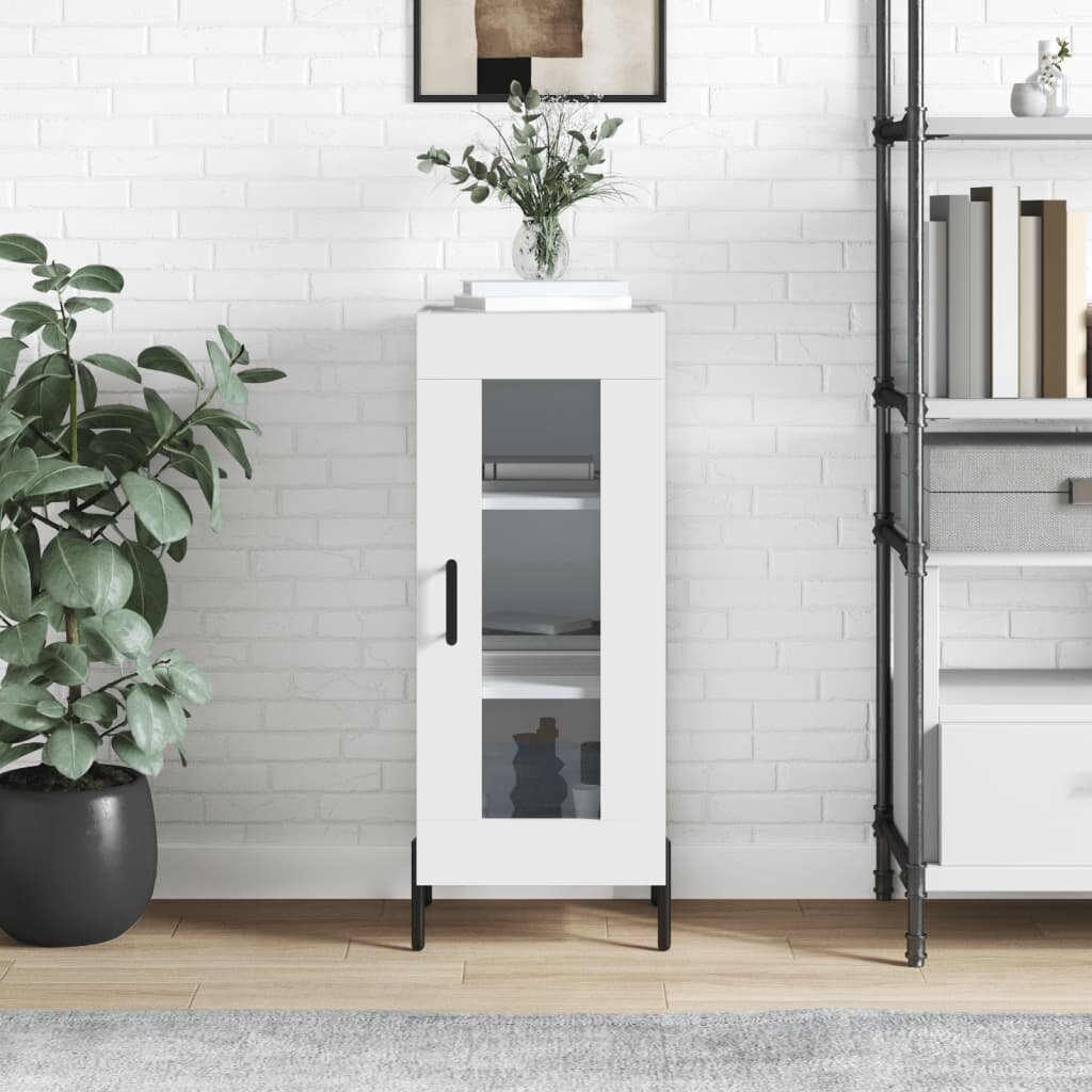 vidaXL Сайдборд бял гланц 345x34x90 см инженерно дърво