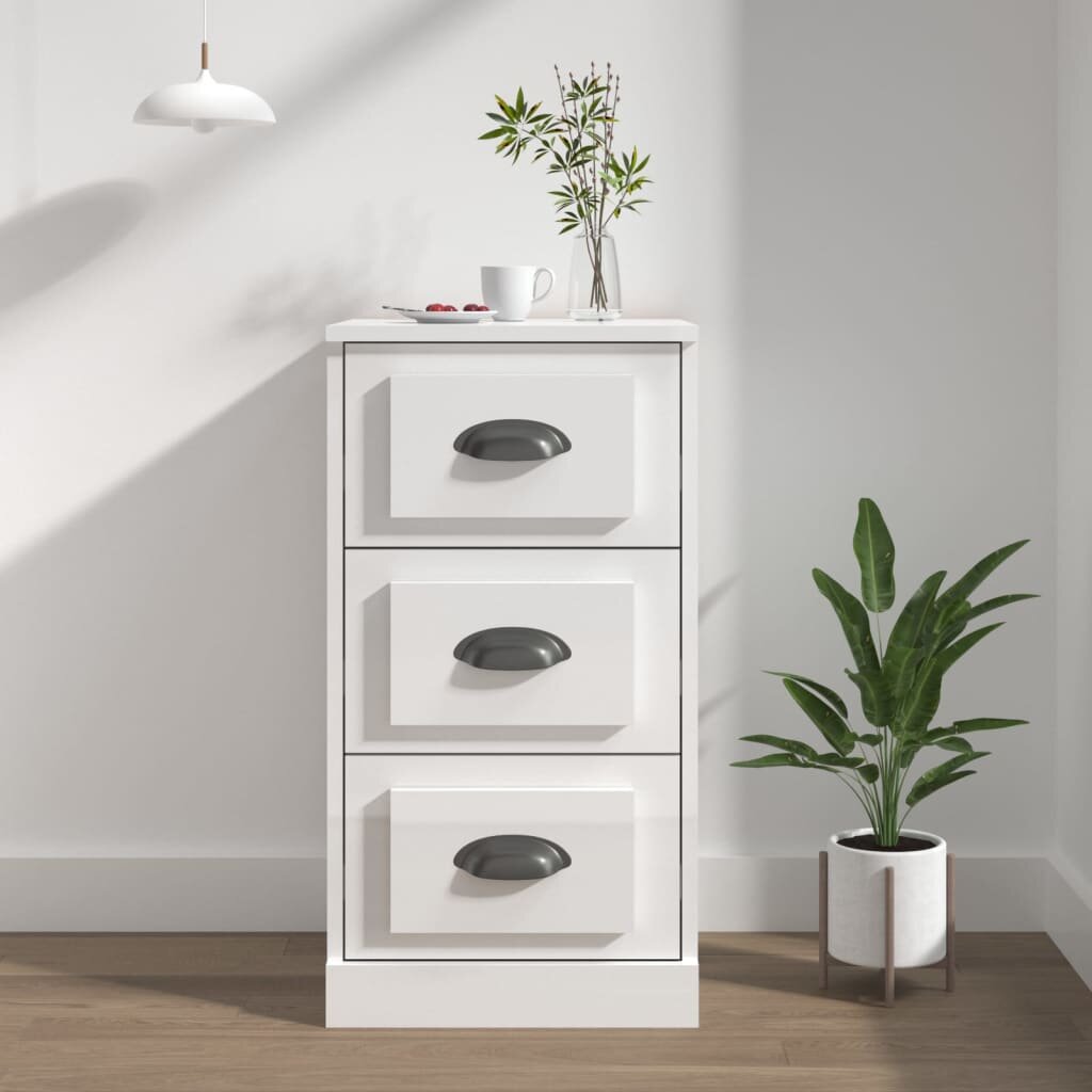 vidaXL Сайдборд бял гланц 36x355x675 см инженерно дърво