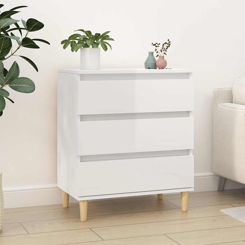 vidaXL Сайдборд бял гланц 60x35x70 см инженерно дърво