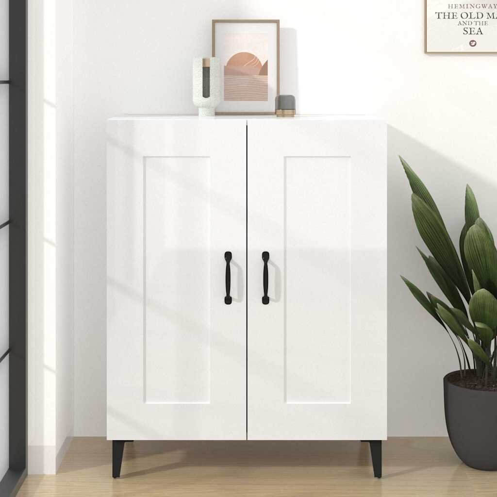 vidaXL Сайдборд бял гланц 695x34x90 см инженерно дърво