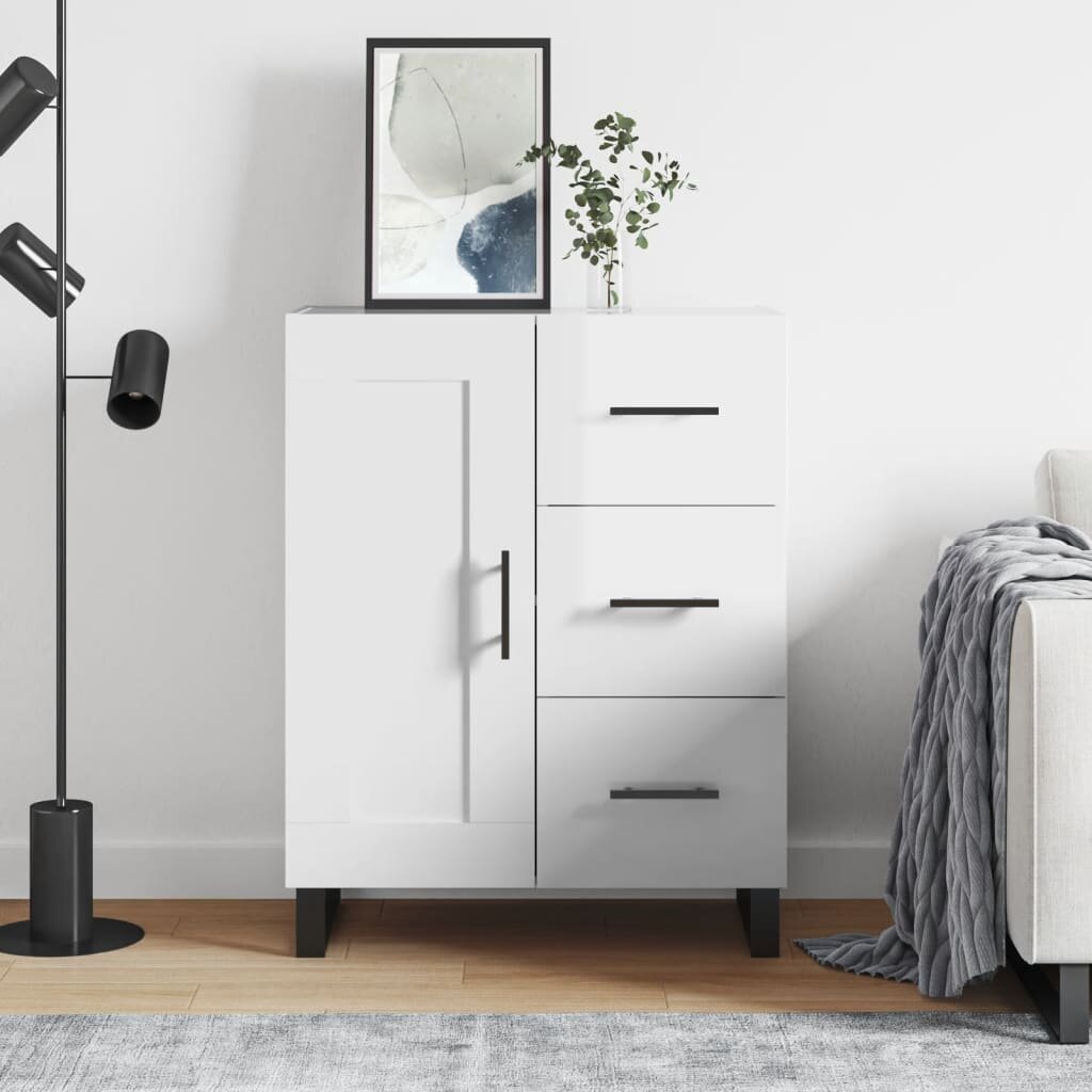vidaXL Сайдборд бял гланц 695x34x90 см инженерно дърво