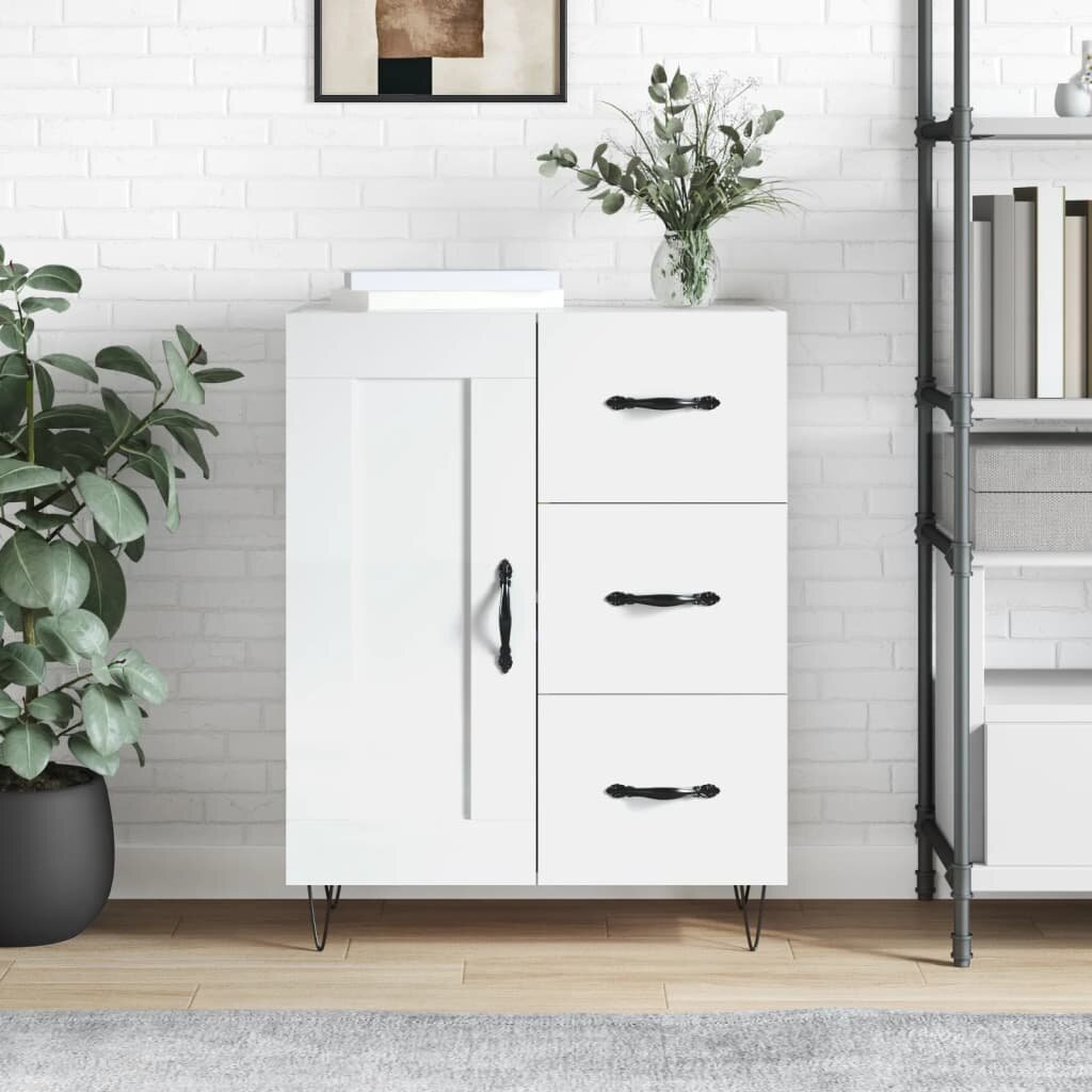 vidaXL Сайдборд бял гланц 695x34x90 см инженерно дърво