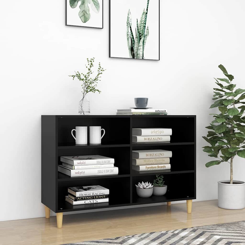 vidaXL Сайдборд черен 1035x35x70 см инженерно дърво