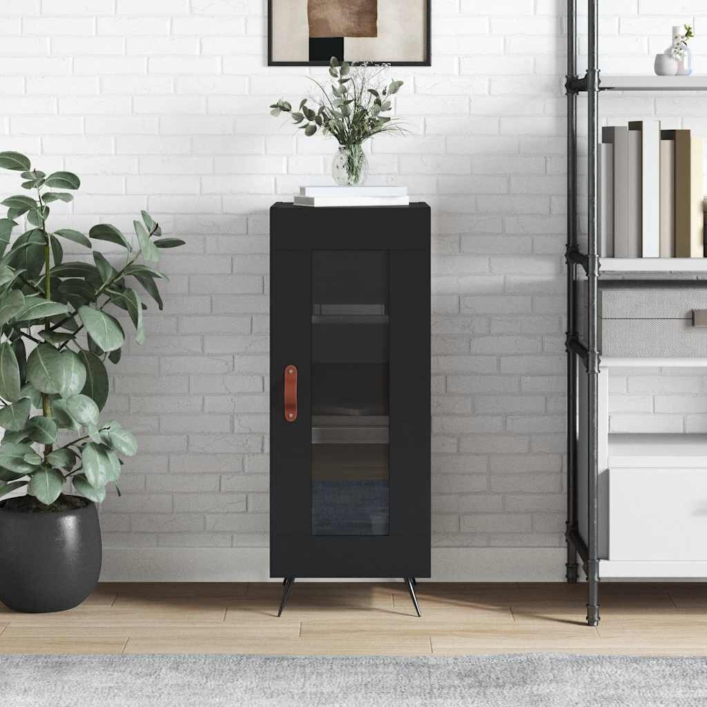 vidaXL Сайдборд черен 345x34x90 см инженерно дърво