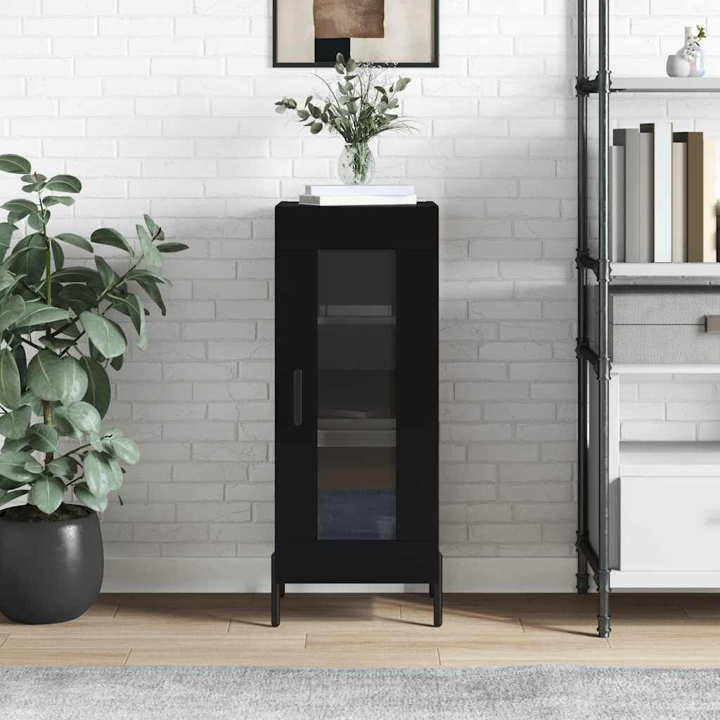 vidaXL Сайдборд черен 345x34x90 см инженерно дърво