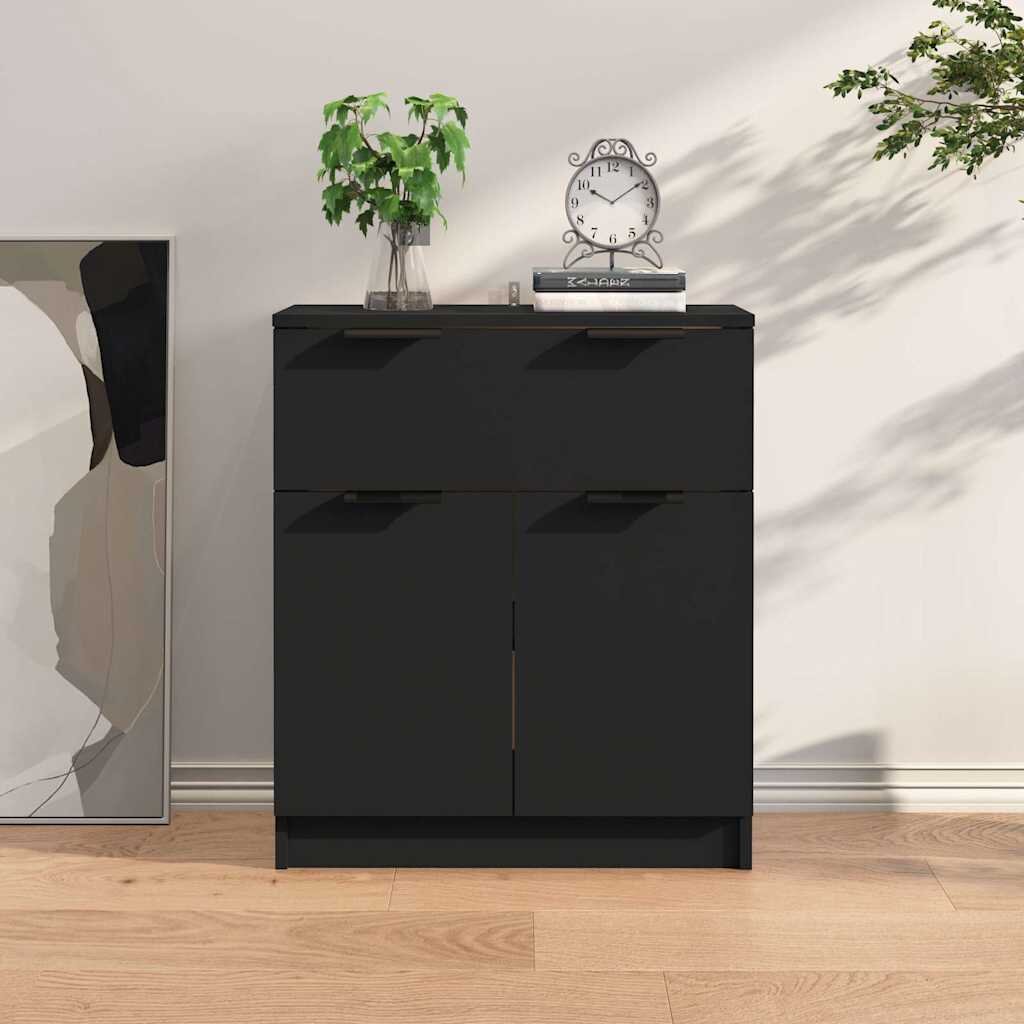 vidaXL Сайдборд черен 60x30x70 см инженерно дърво