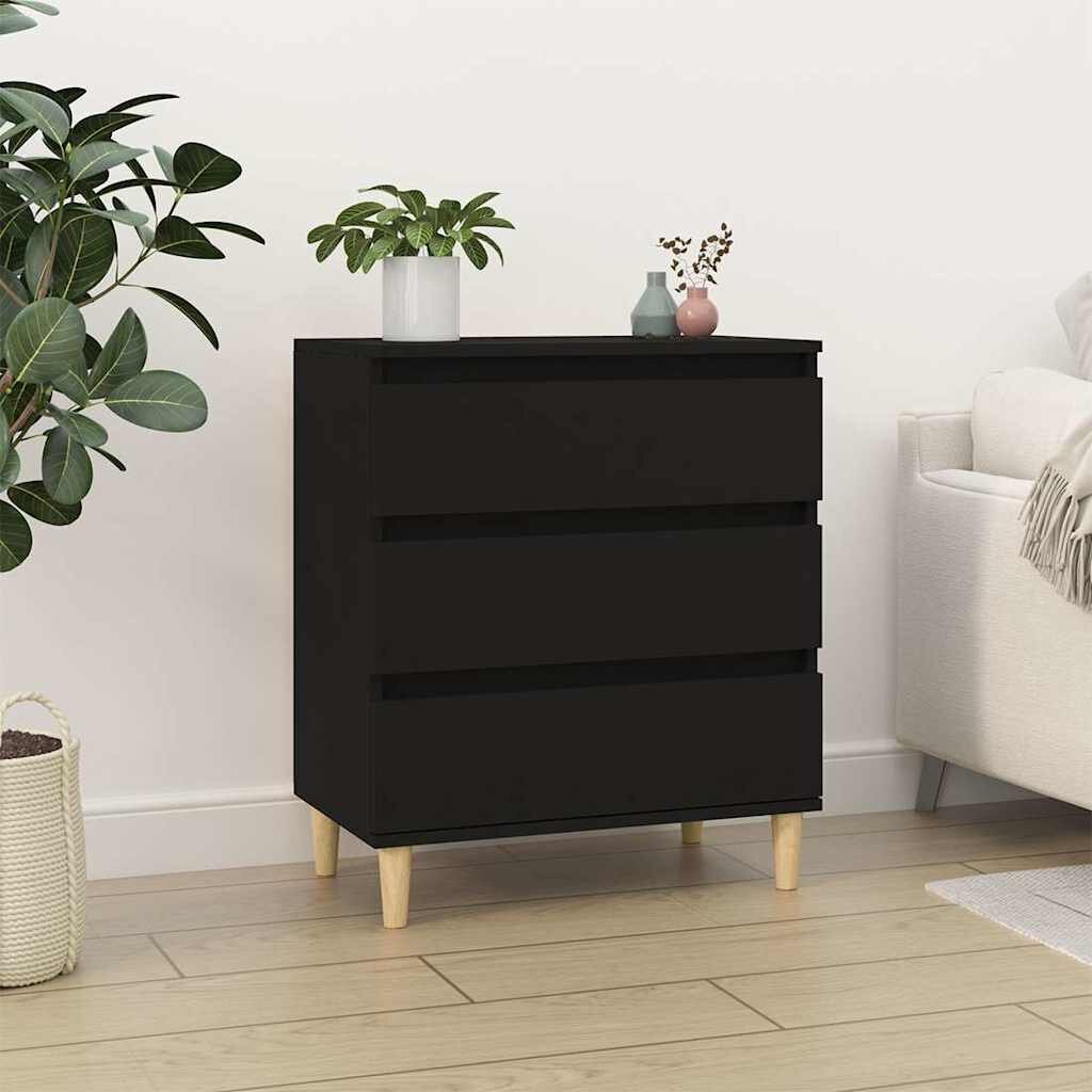 vidaXL Сайдборд черен 60x35x70 см инженерно дърво