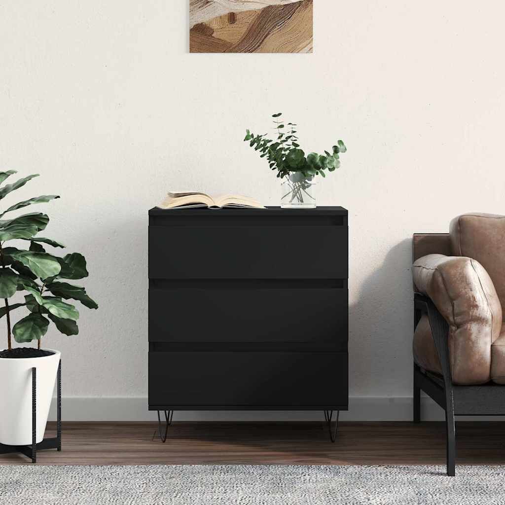vidaXL Сайдборд черен 60x35x70 см инженерно дърво
