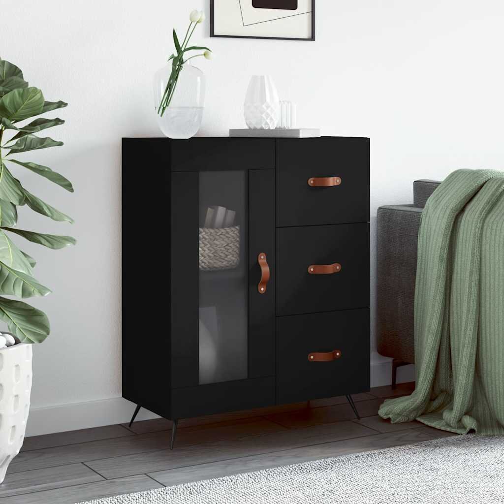 vidaXL Сайдборд черен 695x34x90 см инженерно дърво