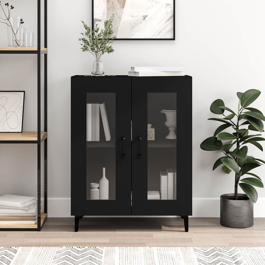 vidaXL Сайдборд черен 695x34x90 см инженерно дърво
