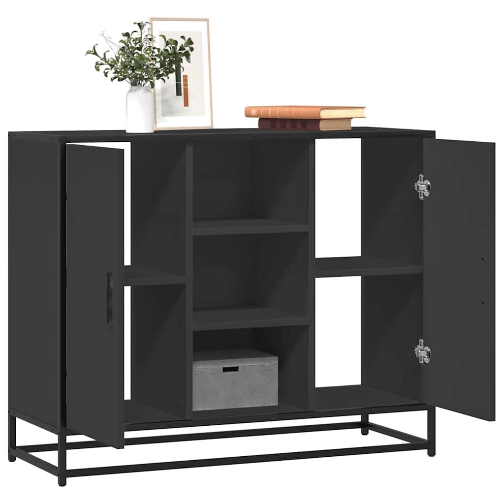 vidaXL Сайдборд черен 92x35x76 см инженерно дърво