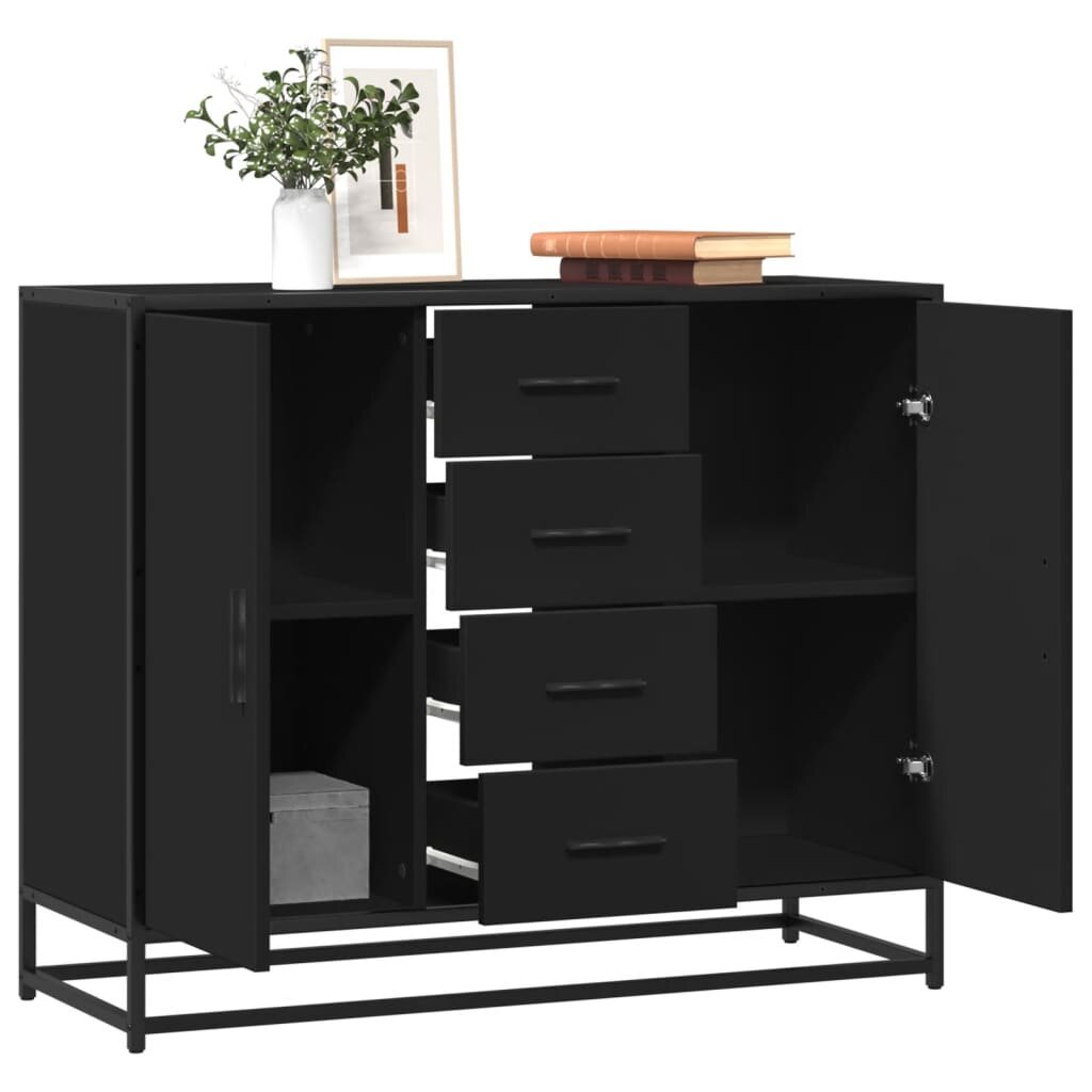 vidaXL Сайдборд черен 92x35x76 см инженерно дърво