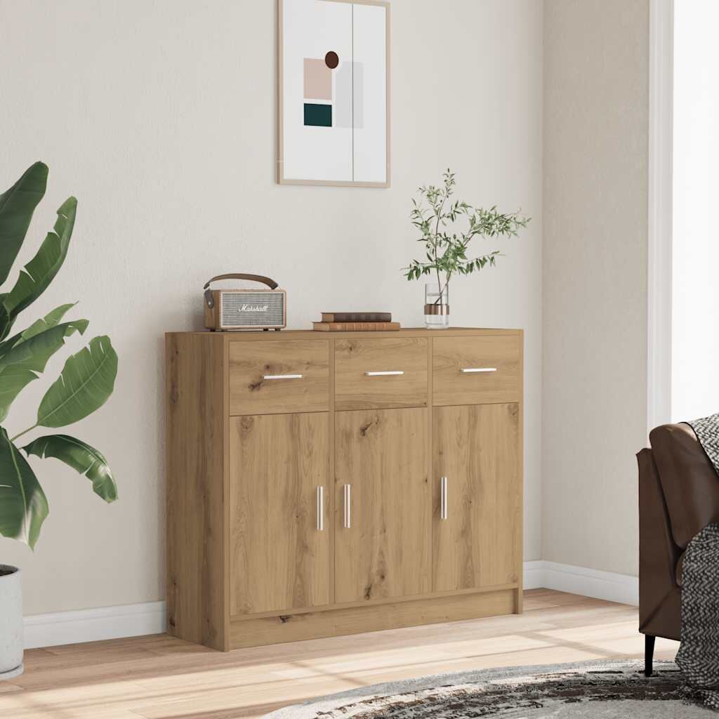 vidaXL Сайдборд дъб артизан 91x28x75 см инженерно дърво