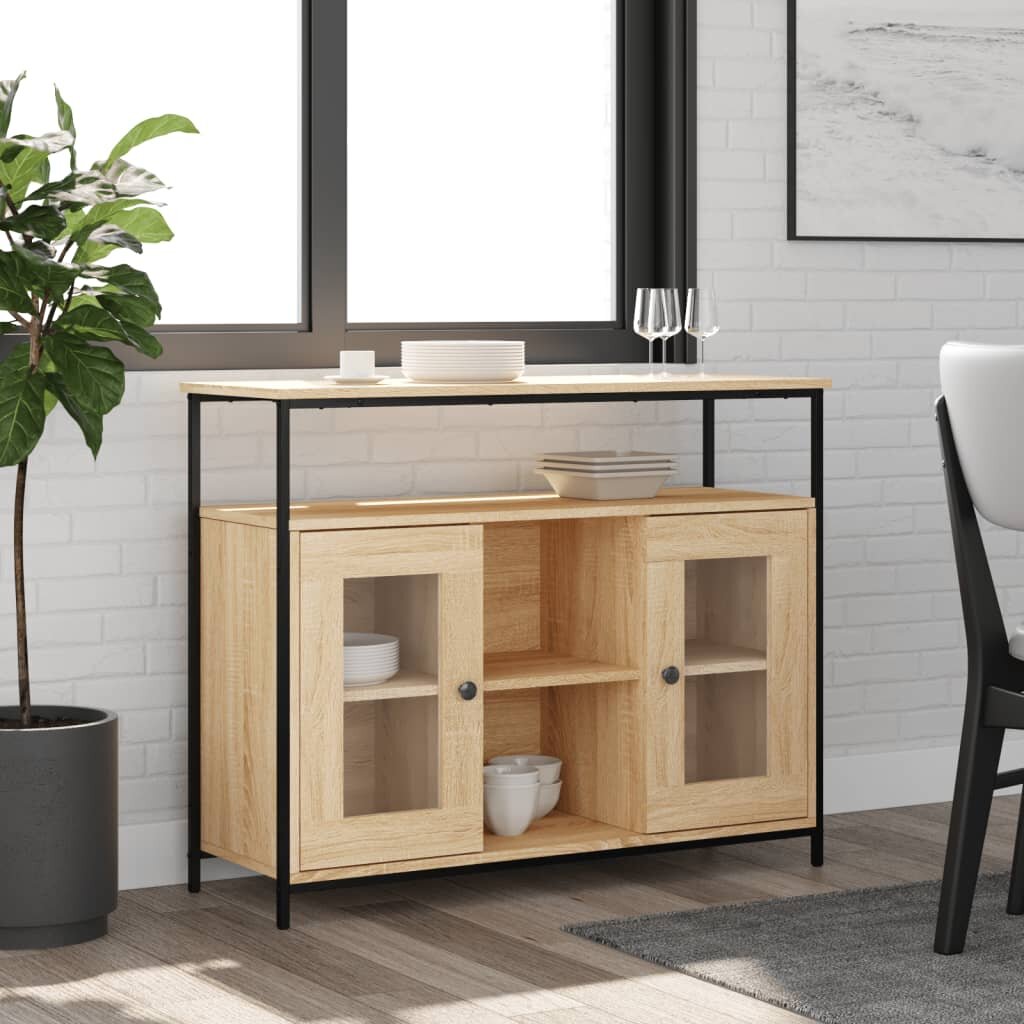 vidaXL Сайдборд дъб сонома 100x35x80 см инженерно дърво