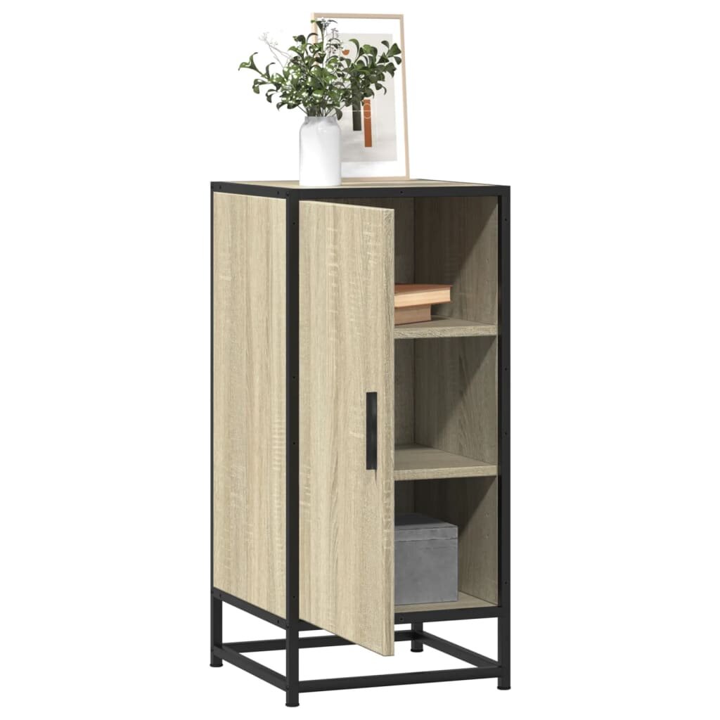 vidaXL Сайдборд дъб сонома 355x35x76 см инженерно дърво и метал