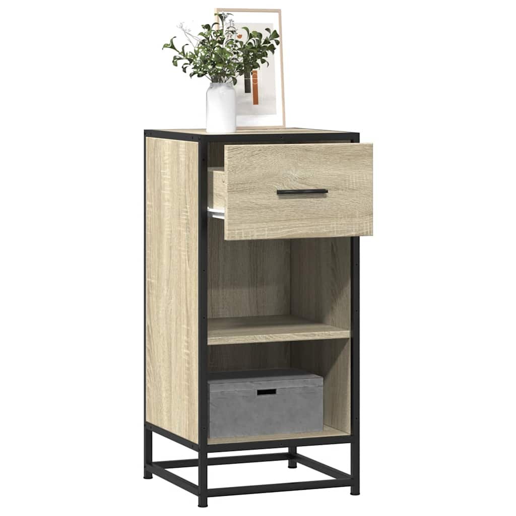 vidaXL Сайдборд дъб сонома 355x35x76 см инженерно дърво и метал