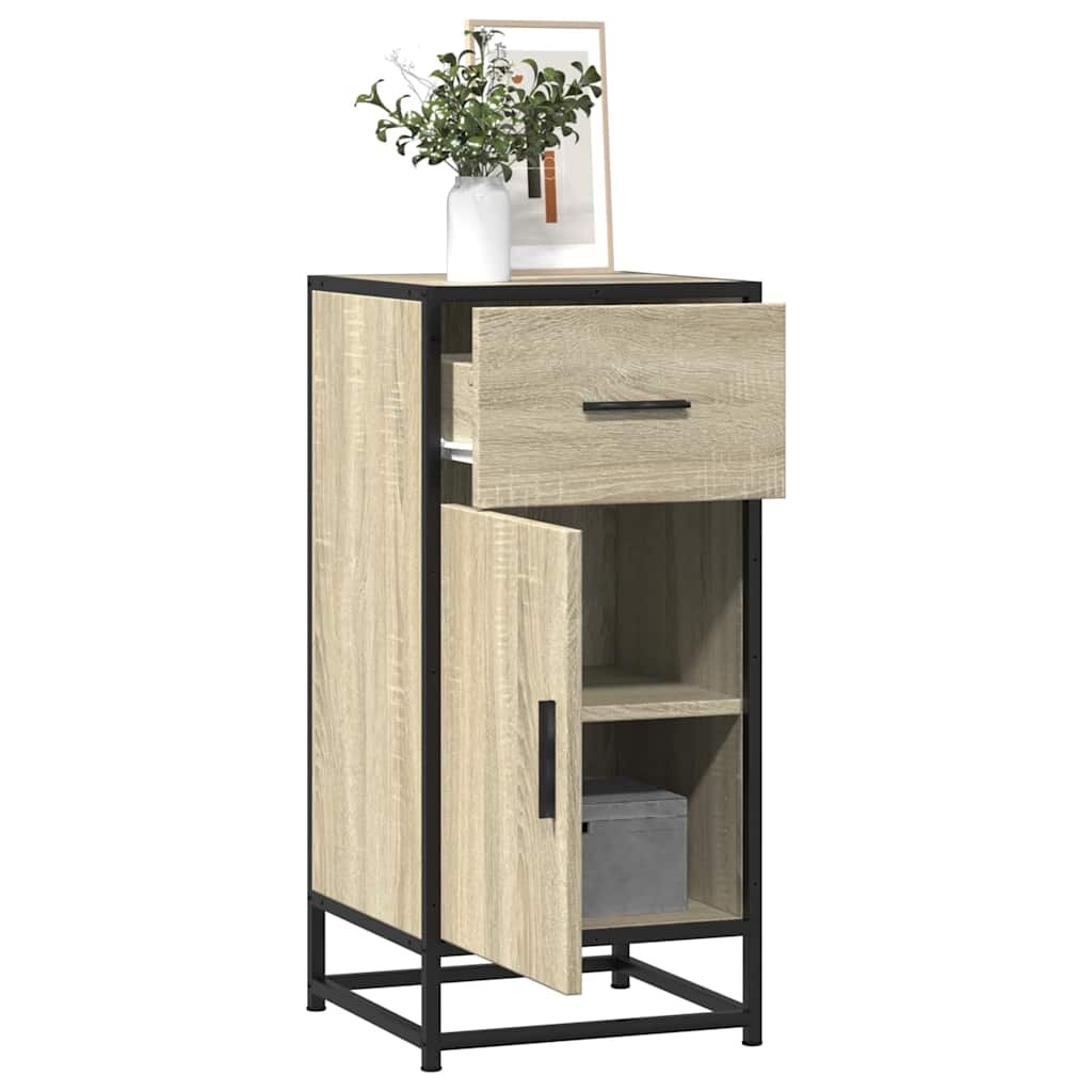 vidaXL Сайдборд дъб сонома 355x35x76 см инженерно дърво и метал
