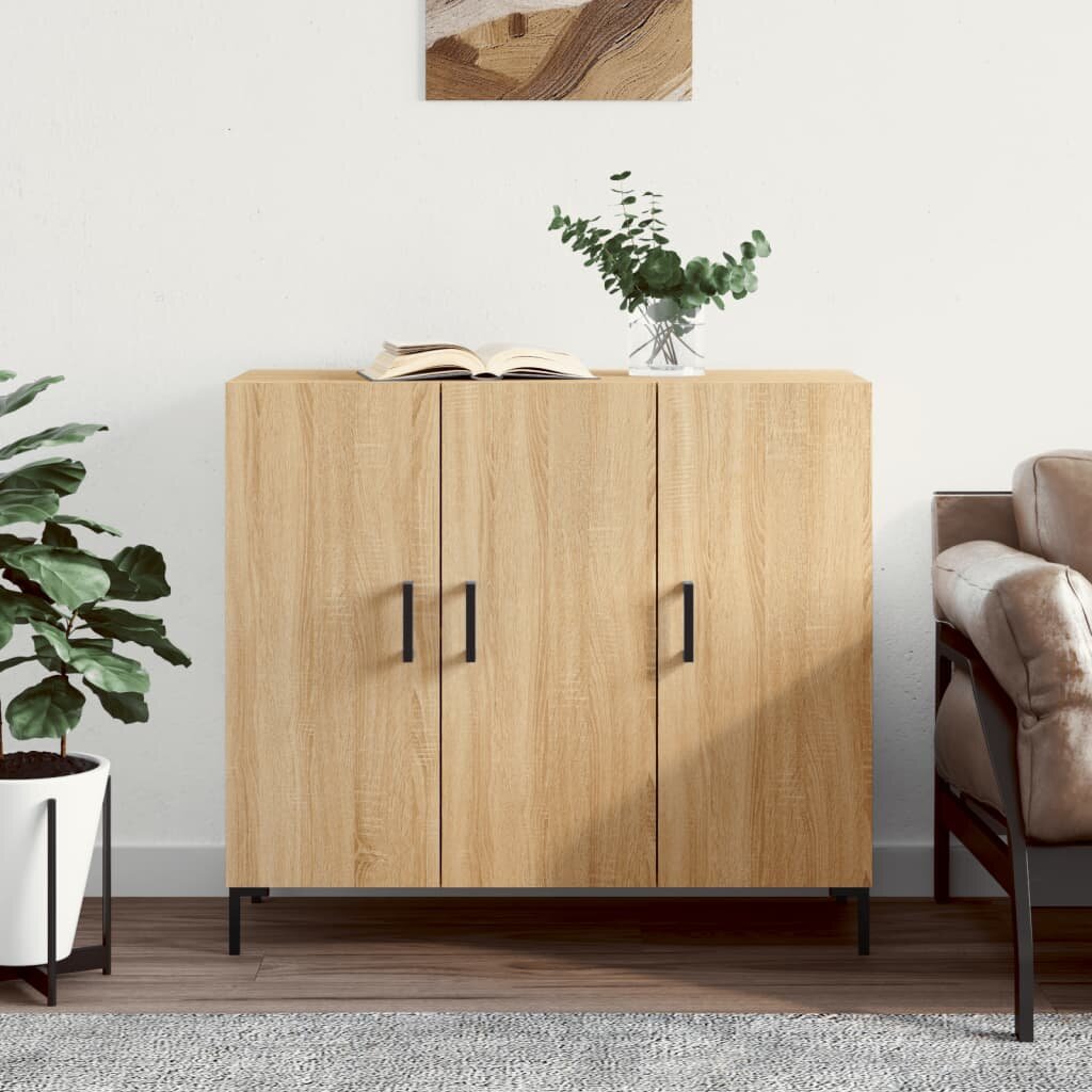 vidaXL Сайдборд дъб сонома 90x34x80 см инженерно дърво