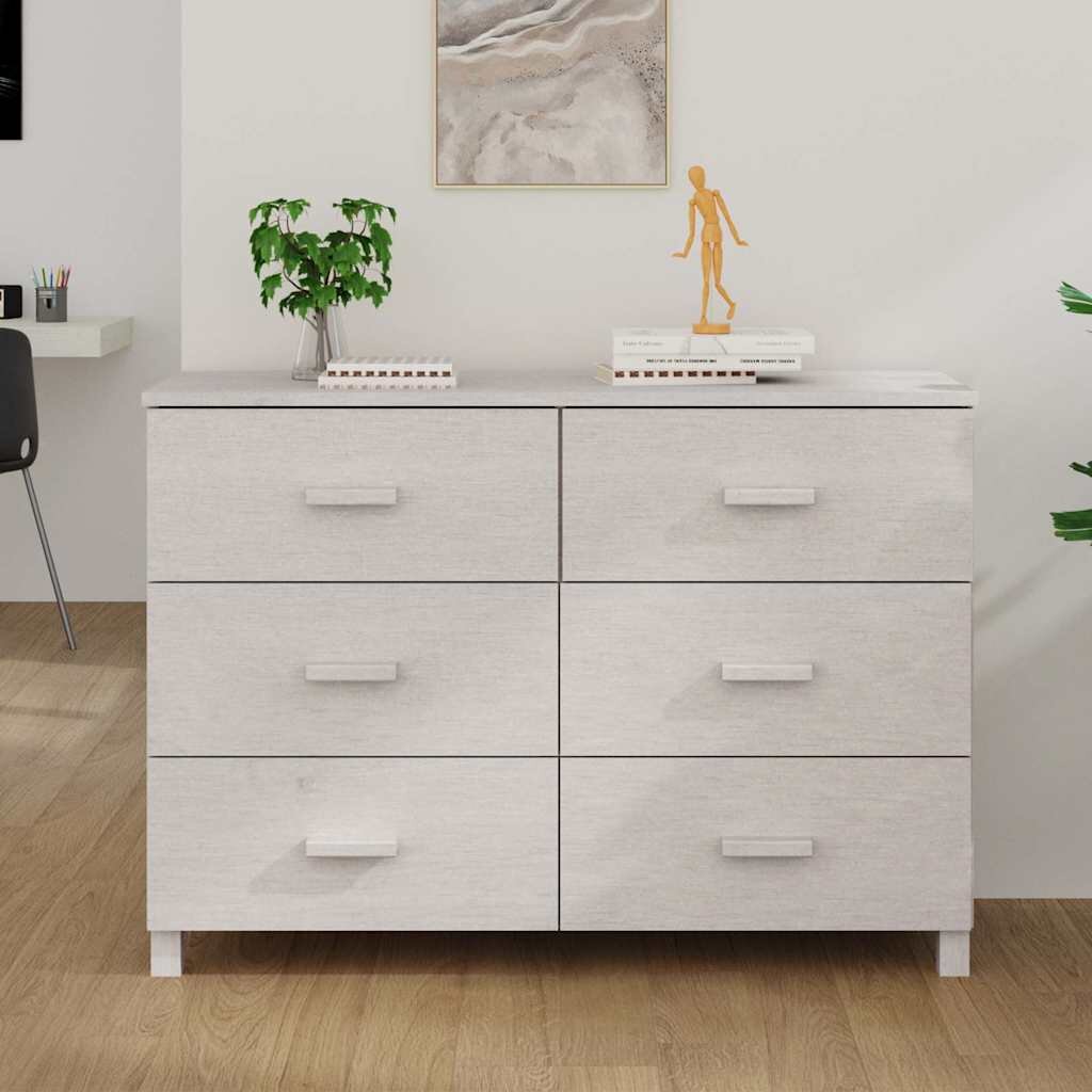 vidaXL Сайдборд HAMAR бял 113x40x80 см борово дърво масив