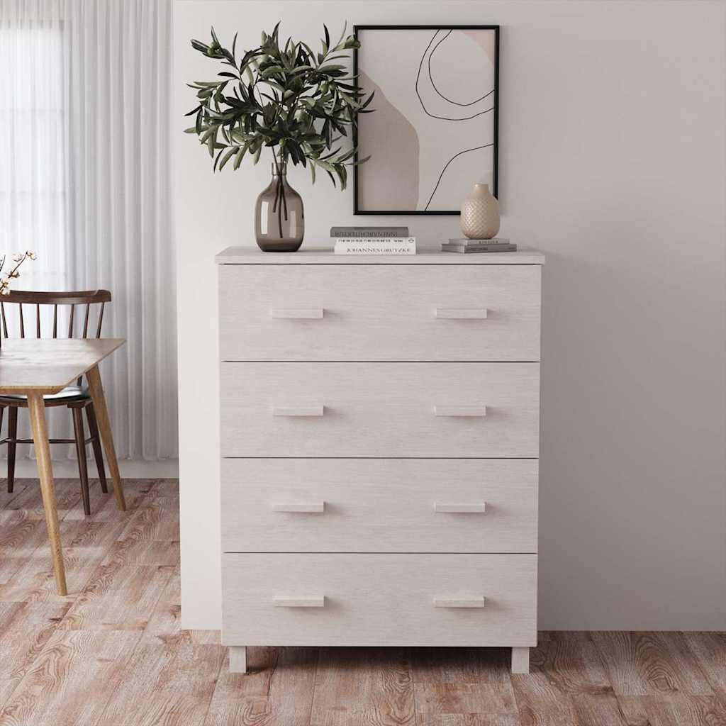 vidaXL Сайдборд HAMAR бял 79x40x1035 см борово дърво масив