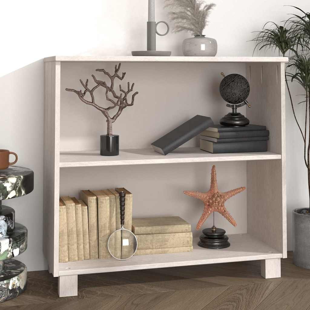 vidaXL Сайдборд HAMAR бял 85x35x80 см борово дърво масив