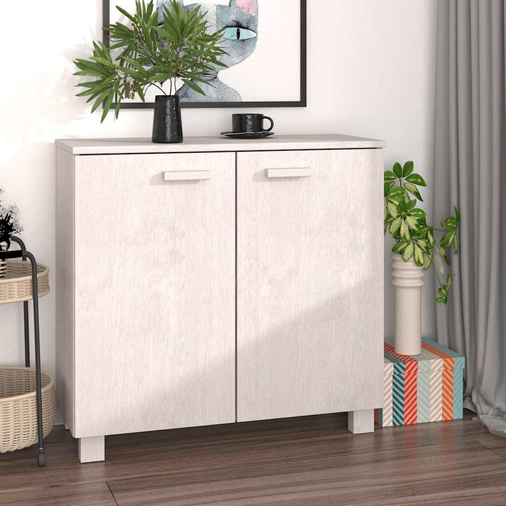 vidaXL Сайдборд HAMAR бял 85x35x80 см борово дърво масив