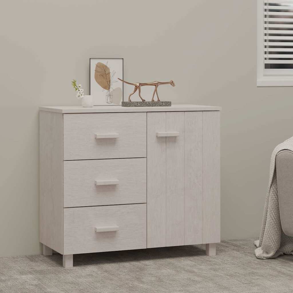 vidaXL Сайдборд HAMAR бял 90x40x80 см борово дърво масив