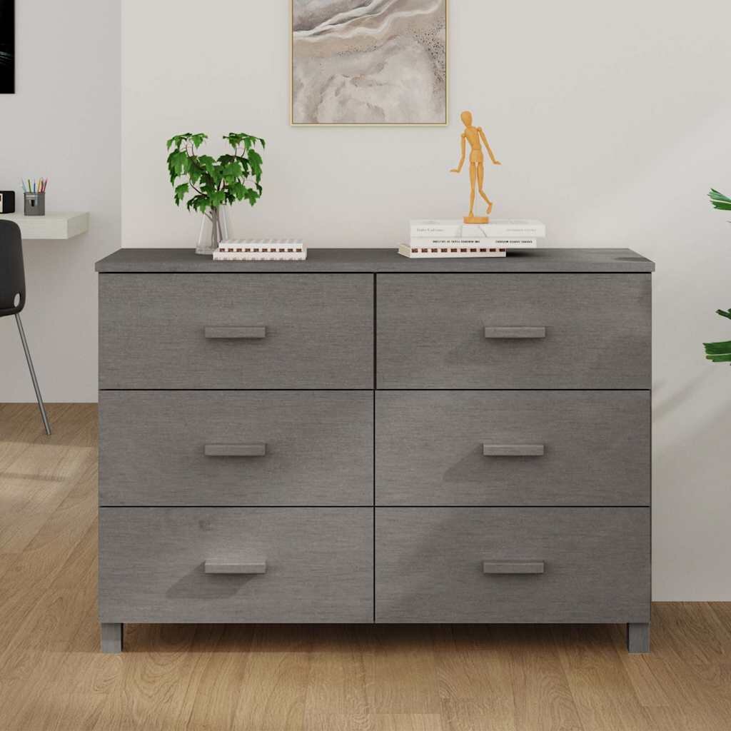 vidaXL Сайдборд HAMAR светлосив 113x40x80 см борово дърво масив