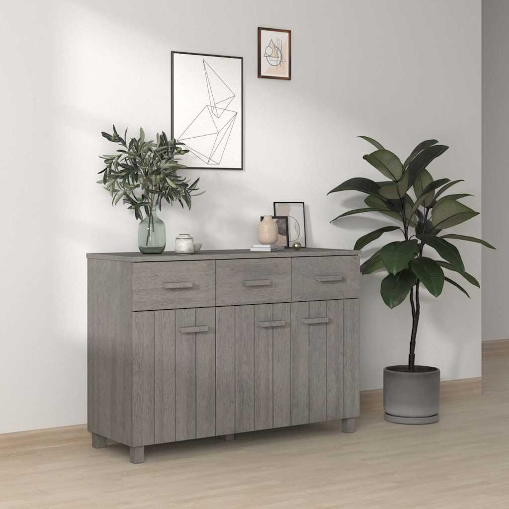 vidaXL Сайдборд HAMAR светлосив 113x40x80 см борово дърво масив