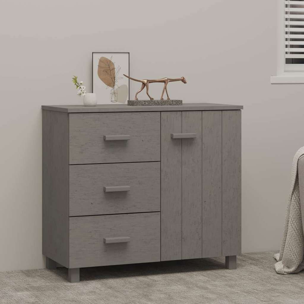 vidaXL Сайдборд HAMAR светлосив 90x40x80 см борово дърво масив